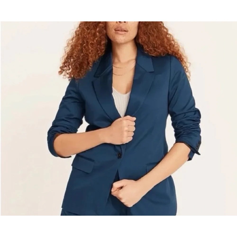 J. Crew Blue Suit Willa Blazer and Straight Leg Pant in Lightweight Chino 8/10